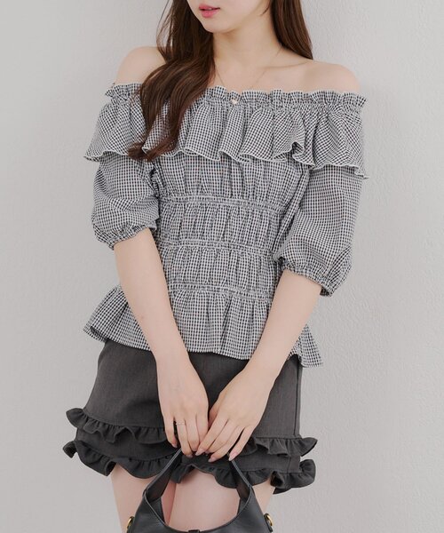 ココディール　シャーリングオフショルブラウス ココディール ＼SALE40%OFF／土日も即日発送/COCODEAL