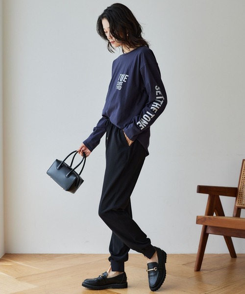BARNYARDSTORM(バンヤードストーム)の「BARNYARDSTORM / TONEロゴロンT / 吸水速乾・マシンウォッシャブル(Tシャツ/カットソー・レディース・ホワイト/ネイビー・FREE)」の5枚目の写真