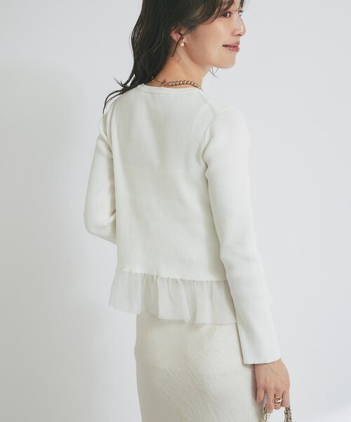 La boutique BonBon(ラブティックボンボン)の「【着回し力◎】シアーフリルニット(ニット/セーター・レディース・ブラック/ホワイト・FREE)」の6枚目の写真