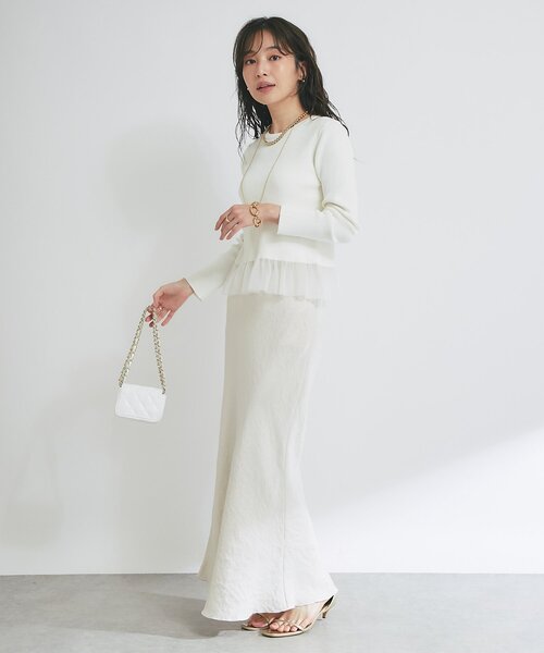 La boutique BonBon(ラブティックボンボン)の「【着回し力◎】シアーフリルニット(ニット/セーター・レディース・ブラック/ホワイト・FREE)」の9枚目の写真
