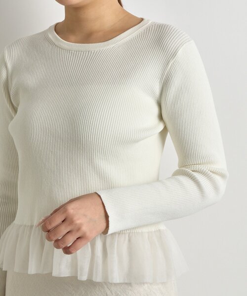 La boutique BonBon(ラブティックボンボン)の「【着回し力◎】シアーフリルニット(ニット/セーター・レディース・ブラック/ホワイト・FREE)」の14枚目の写真