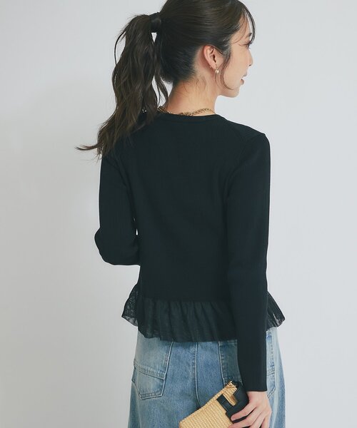 La boutique BonBon(ラブティックボンボン)の「【着回し力◎】シアーフリルニット(ニット/セーター・レディース・ブラック/ホワイト・FREE)」の22枚目の写真