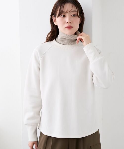 le.coeur blanc(ルクールブラン)の「バックジップボンディングトップス(Tシャツ/カットソー・レディース・モカ/ブラック/アイボリー・38)」の11枚目の写真