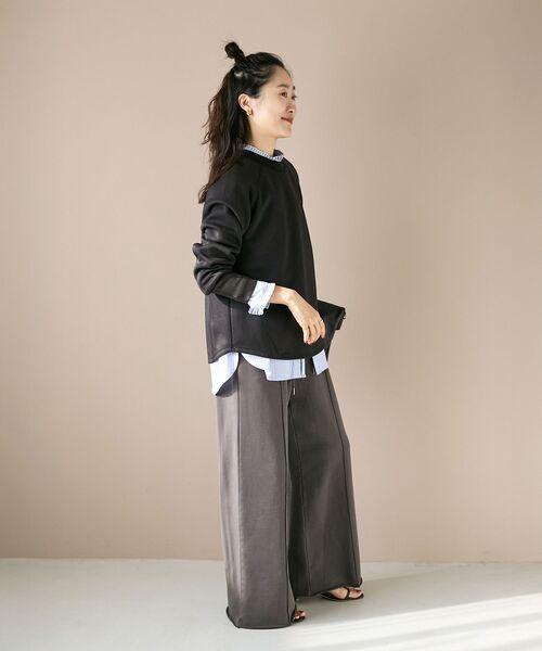 le.coeur blanc(ルクールブラン)の「バックジップボンディングトップス(Tシャツ/カットソー・レディース・モカ/ブラック/アイボリー・38)」の5枚目の写真