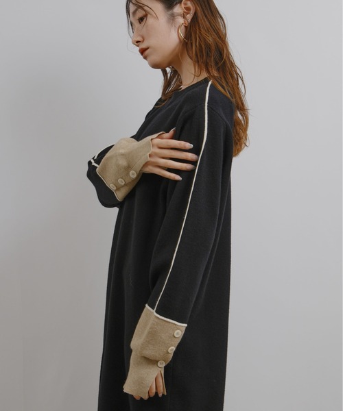 ラインデザインミラノリブ編みニットワンピース Palm Riche│Eimee Law