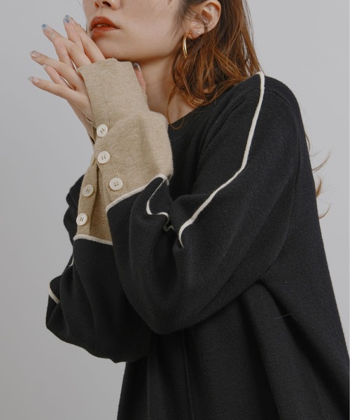 ラインデザインミラノリブ編みニットワンピース Palm Riche│Eimee Law