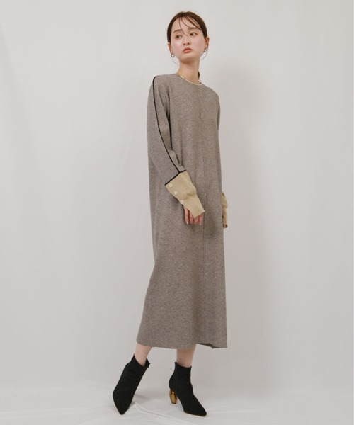 ラインデザインミラノリブ編みニットワンピース Palm Riche│Eimee Law