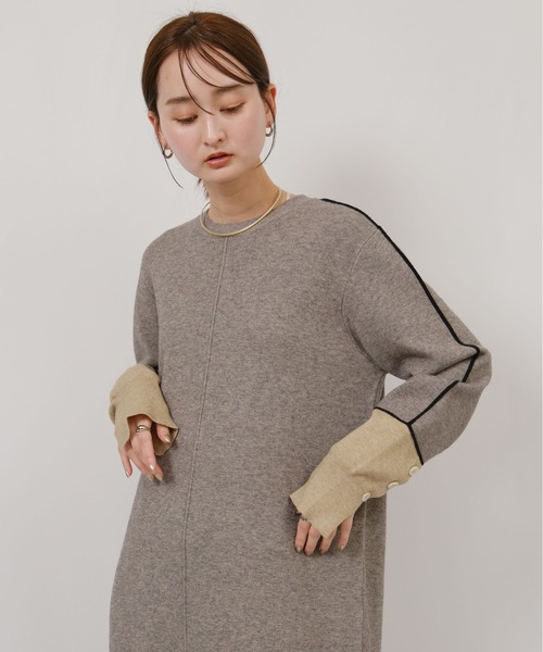 ラインデザインミラノリブ編みニットワンピース Palm Riche│Eimee Law