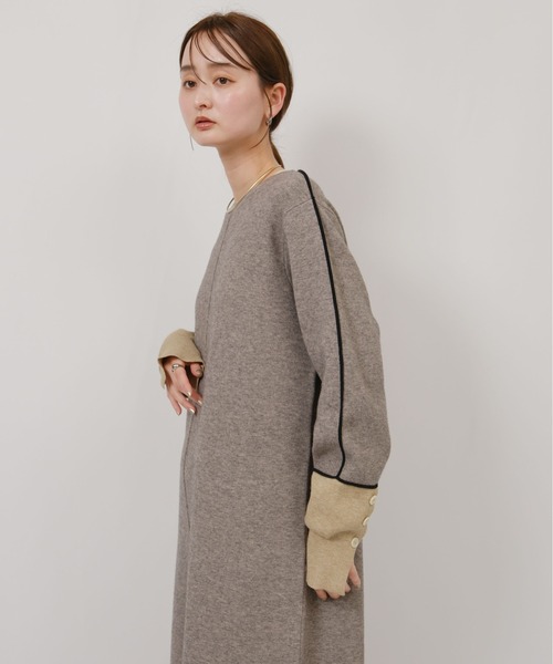 ラインデザインミラノリブ編みニットワンピース Palm Riche│Eimee Law