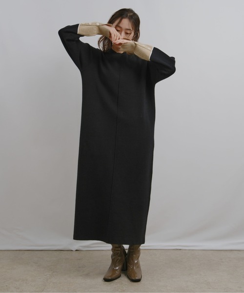 ラインデザインミラノリブ編みニットワンピース Palm Riche│Eimee Law