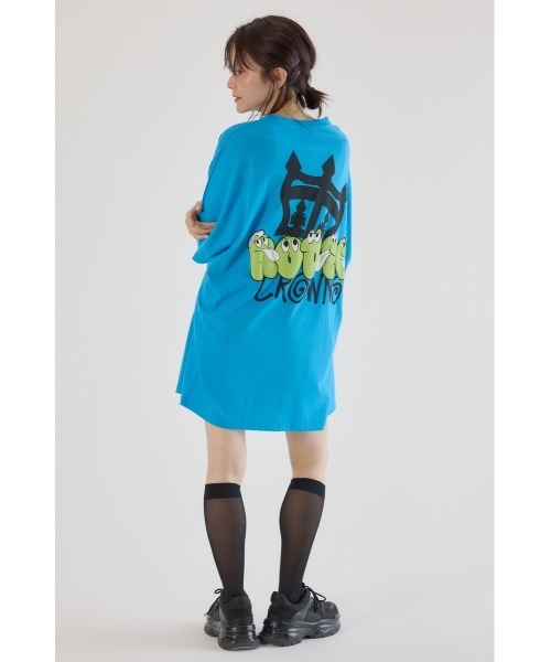 RODEO CROWNS WIDE BOWL(ロデオクラウンズワイドボウル)の「ストリートFace Logo Tワンピース(ワンピース・レディース・ライトカーキ/オフホワイト/ブラック/ライトブルー・FREE)」の6枚目の写真