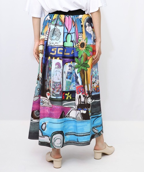 ScoLar（スカラー）の「152755：四季の柄・ヴィンテージカー 2柄展開スカート（Tシャツ/カットソー・レディース・オレンジ/ブラック・M）」の17枚目の写真