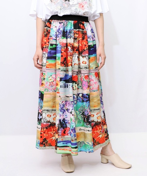 ScoLar（スカラー）の「152755：四季の柄・ヴィンテージカー 2柄展開スカート（Tシャツ/カットソー・レディース・オレンジ/ブラック・M）」の19枚目の写真