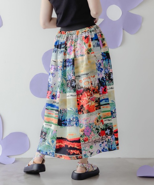 ScoLar（スカラー）の「152755：四季の柄・ヴィンテージカー 2柄展開スカート（Tシャツ/カットソー・レディース・オレンジ/ブラック・M）」の13枚目の写真