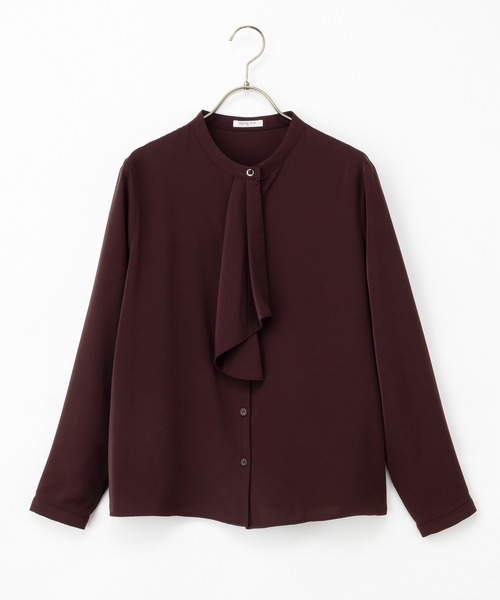 Honeys（ハニーズ）の「ボウタイブラウス（シャツ/ブラウス・レディース・ブラウン/ホワイト/ボルドー/グレイッシュブルー/ブラック系その他/グレイッシュベージュ・3L/L/LL/M/S）」の7枚目の写真