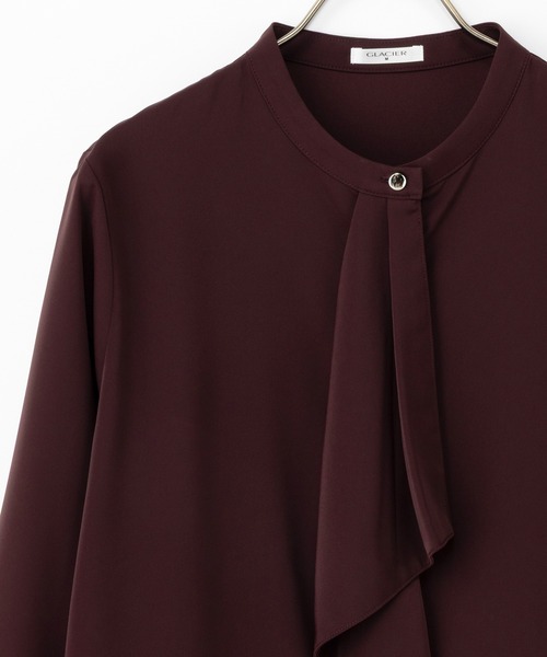 Honeys（ハニーズ）の「ボウタイブラウス（シャツ/ブラウス・レディース・ブラウン/ホワイト/ボルドー/グレイッシュブルー/ブラック系その他/グレイッシュベージュ・3L/L/LL/M/S）」の8枚目の写真