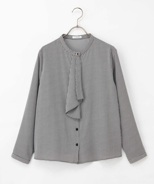 Honeys（ハニーズ）の「ボウタイブラウス（シャツ/ブラウス・レディース・ブラウン/ホワイト/ボルドー/グレイッシュブルー/ブラック系その他/グレイッシュベージュ・3L/L/LL/M/S）」の9枚目の写真