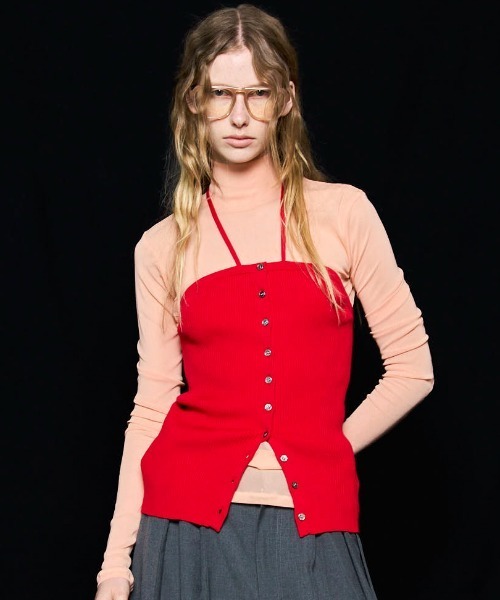 Cashmere Blend Multiway Cardigan Bustier Set Knit Tops/カシミア