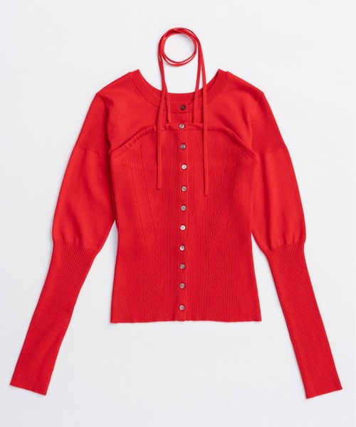 セール】Cashmere Blend Multiway Cardigan Bustier Set Knit Tops