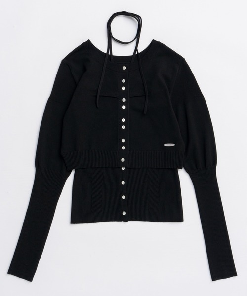 Cashmere Blend Multiway Cardigan Bustier Set Knit Tops/カシミア