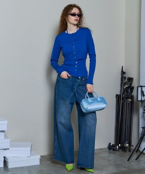 セール】Cashmere Blend Multiway Cardigan Bustier Set Knit Tops