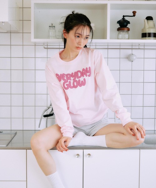 ムラサキスポーツ(ムラサキスポーツ)の「RIKKA FEMME/リッカファム 発泡プリント ロンT RF25FW01(Tシャツ/カットソー・レディース・ピンク/ホワイト/ネイビー・FREE)」の5枚目の写真