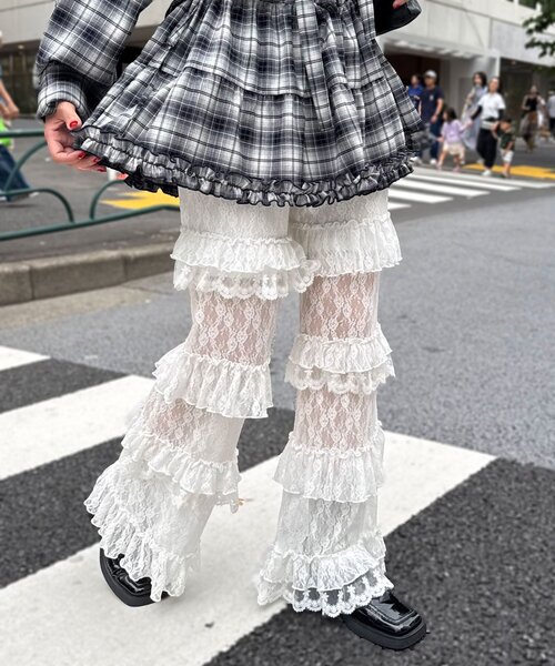 セール】【追加販売】ティアードレースフレアレイヤードフリルパンツ