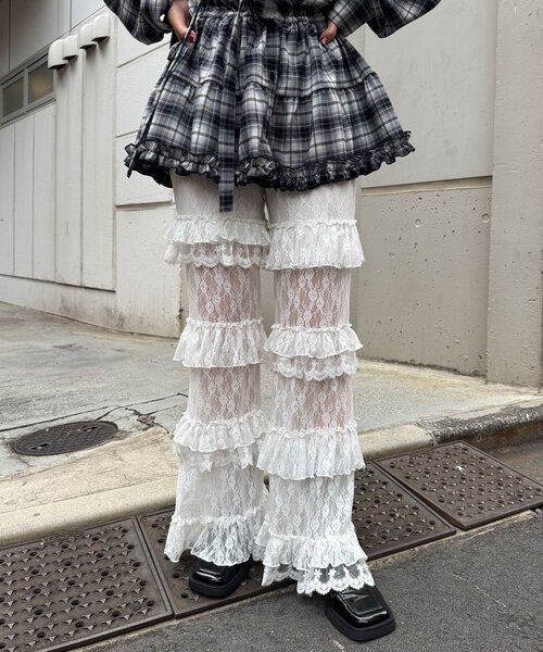 セール】【追加販売】ティアードレースフレアレイヤードフリルパンツ