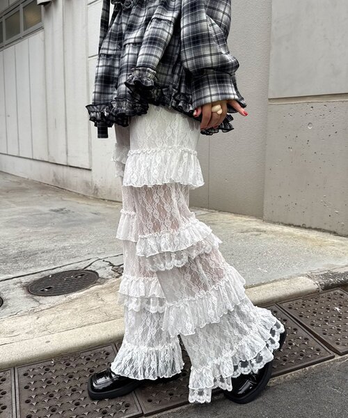 CIAOPANIC（チャオパニック）の「【追加販売】ティアードレースフレアレイヤードフリルパンツ（その他パンツ・レディース・ホワイト/ブラック/アイボリー・SMALL/MEDIUM）」の7枚目の写真