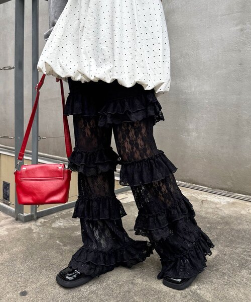 CIAOPANIC（チャオパニック）の「【追加販売】ティアードレースフレアレイヤードフリルパンツ（その他パンツ・レディース・ホワイト/ブラック/アイボリー・SMALL/MEDIUM）」の22枚目の写真