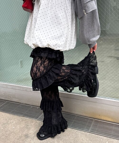 セール】【追加販売】ティアードレースフレアレイヤードフリルパンツ