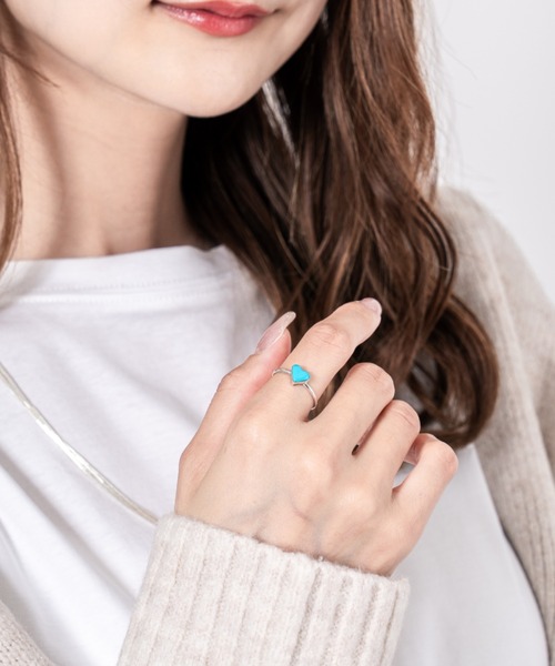 Harpo（アルポ）の「【HARPO】ターコイズ ハートリング　シルバー（リング・レディース・ターコイズブルー・7/6）」の5枚目の写真