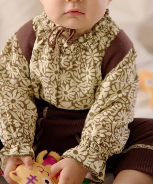 CIAOPANIC TYPY（チャオパニックティピー）の「【BABY】【Qinn】ダブルガーゼブラウス（シャツ/ブラウス・キッズ・アイボリー/ブラウン/オレンジ・80）」の14枚目の写真