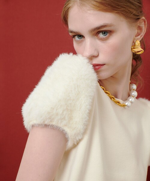 WEB限定【LOULOU WILLOUGHBY】フェザースリーブプルオーバー（ニット