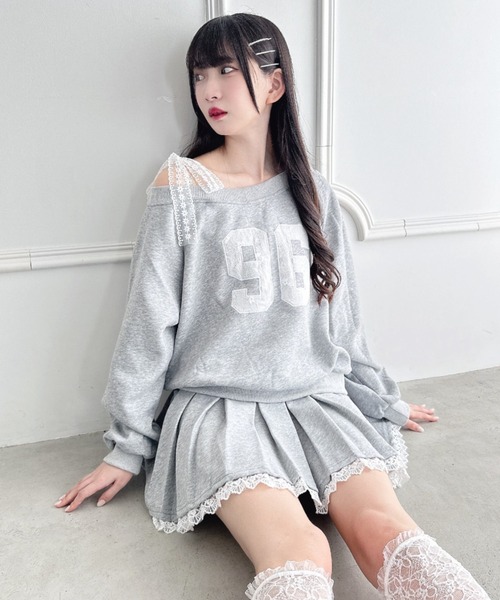Loueme(ルエム)の「【上下2点セット】レースナンバリングスウェットセットアップ(セットアップ・レディース・グレー/ネイビー・FREE)」の2枚目の写真
