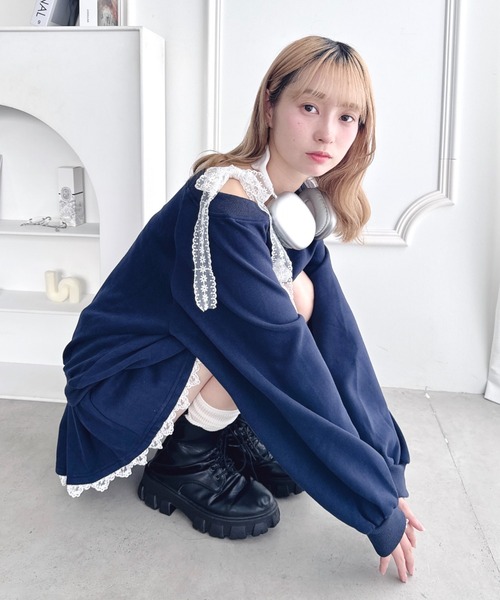Loueme(ルエム)の「【上下2点セット】レースナンバリングスウェットセットアップ(セットアップ・レディース・グレー/ネイビー・FREE)」の19枚目の写真