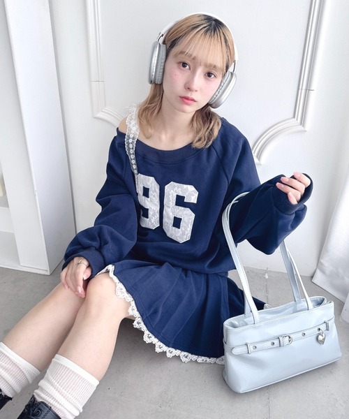 Loueme(ルエム)の「【上下2点セット】レースナンバリングスウェットセットアップ(セットアップ・レディース・グレー/ネイビー・FREE)」の14枚目の写真