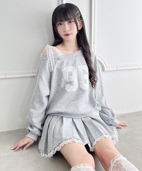 Loueme(ルエム)の「【上下2点セット】レースナンバリングスウェットセットアップ(セットアップ・レディース・グレー/ネイビー・FREE)」の3枚目の写真