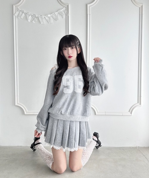 Loueme(ルエム)の「【上下2点セット】レースナンバリングスウェットセットアップ(セットアップ・レディース・グレー/ネイビー・FREE)」の6枚目の写真
