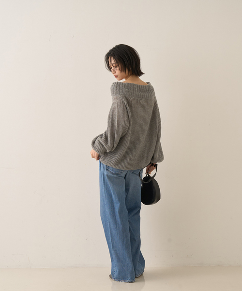 Rouge vif(ルージュヴィフ)の「モヘア混オフショルラメニットプルオーバー(ニット/セーター・レディース・オフホワイト/サックスブルー/グレイッシュベージュ・フリー)」の13枚目の写真