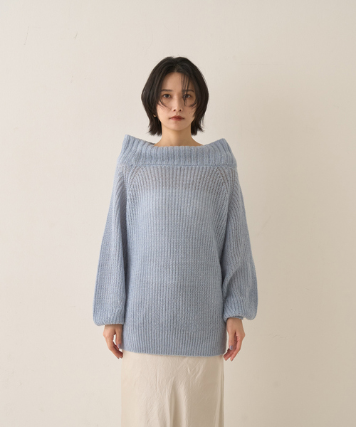Rouge vif(ルージュヴィフ)の「モヘア混オフショルラメニットプルオーバー(ニット/セーター・レディース・オフホワイト/サックスブルー/グレイッシュベージュ・フリー)」の17枚目の写真