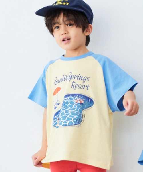 Fluffy BROTHERS（フラッフィーブラザーズ）の「ラグランTシャツ（Tシャツ/カットソー・キッズ・イエロー/オフホワイト・150/100/110/120/80/130/140/90）」の2枚目の写真