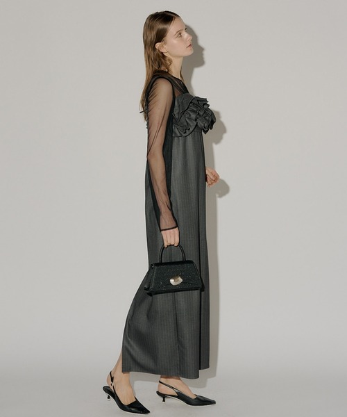 スーツ・フォーマル・ドレス LE'RURE Wavy frill bustier stripe dress Wavy frill bustier stripe dress(ドレス)|LE'RURE(リルアー