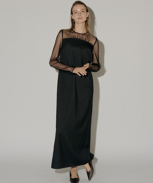 LE’RURE Wavy frill bustier stripe dress Wavy frill bustier stripe dress(ドレス)|LE'RURE(リルアー