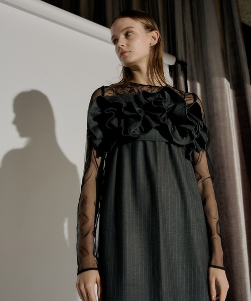 ワンピース Wavy frill bustier stripe dress Wavy frill bustier stripe dressのドレス|Dorry Doll / LE'RURE