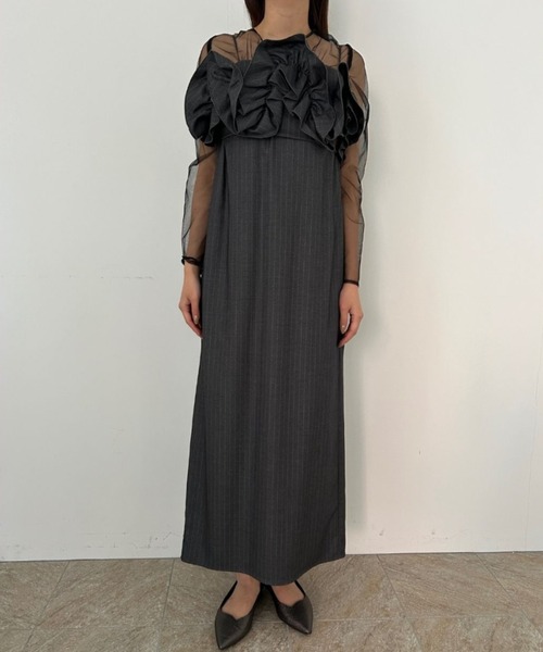 Wavy frill bustier stripe dress（ドレス）｜LE'RURE（リルアー