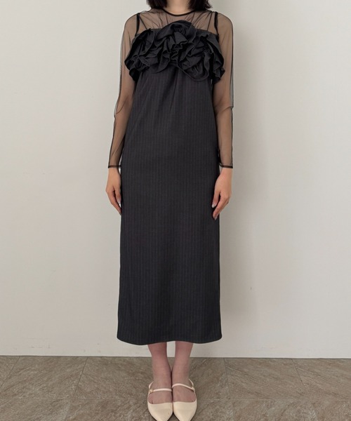 Wavy frill bustier stripe dress（ドレス）｜LE'RURE（リルアー