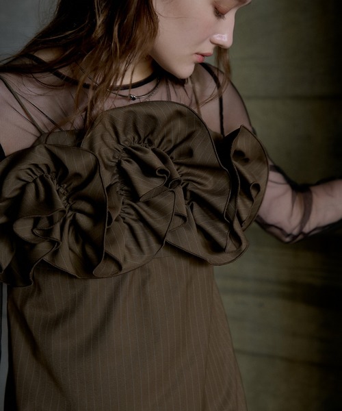 Wavy frill bustier stripe dress（ドレス）｜LE'RURE（リルアー）の