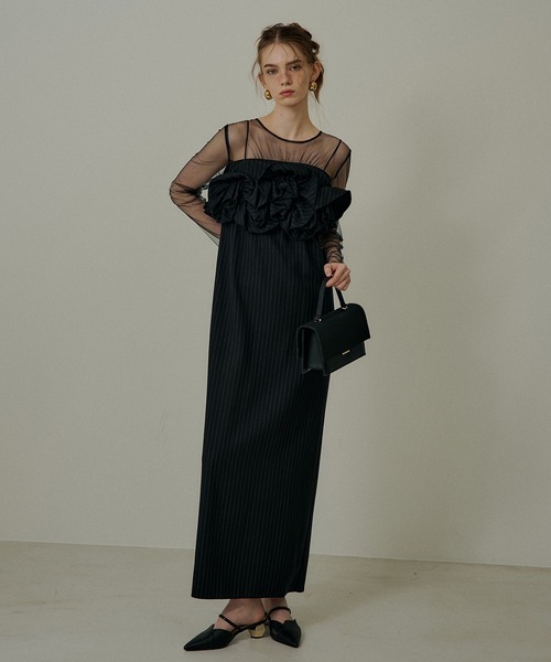 m*a様 LE'RURE Wavy frill bustier stripe d Wavy frill bustier stripe dress（ドレス）｜LE'RURE（リルアー）の