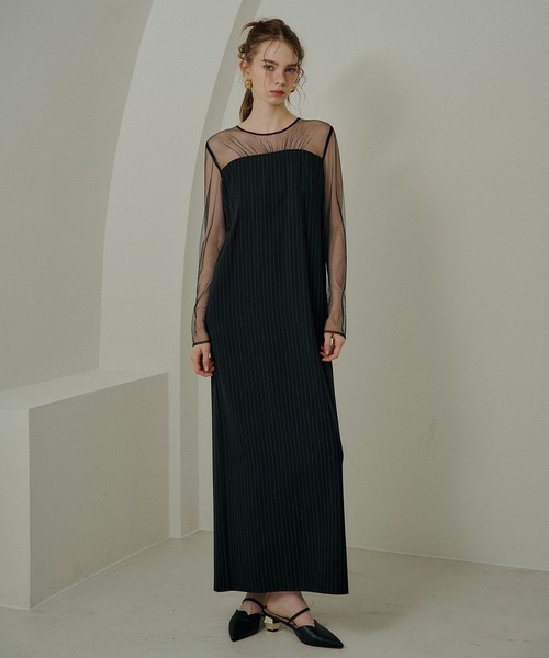 Wavy frill bustier stripe dress（ドレス）｜LE'RURE（リルアー）の
